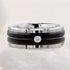 Men's 8mm Tungsten Brushed Black Silver Groove CZ Comfort-Fit Wedding Band
